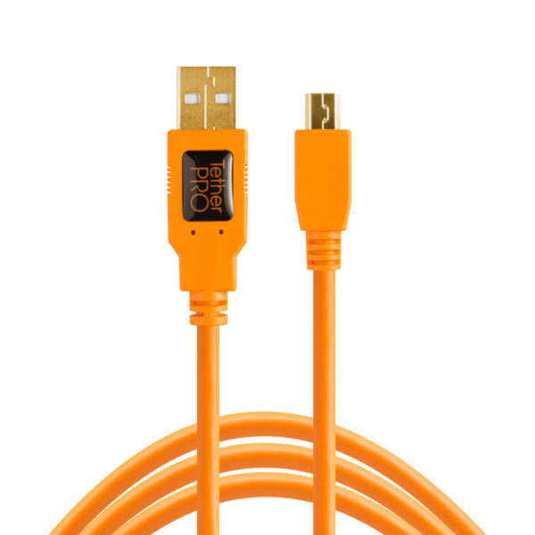 TetherPro USB 2.0 to Mini-B 5-Pin, 15 (4.6m), High-Visibility Orange