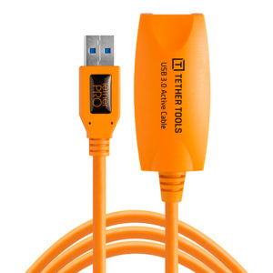 TetherPro USB 3.0 to USB Female Active Extension, 16ft (5m), High-Visibility Orange