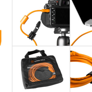 Starter Tethering Kit – TetherPro USB 2.0 to Mini-B 5-Pin, 15 (4.6m), High-Visibility Orange