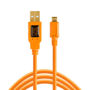 TetherPro USB 2.0 to Micro-B 5-Pin, 15ft (4.6m), High-Visibility Orange