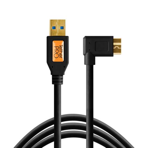 TetherPro USB 3.0 to Micro-B Right Angle, 15 (4.6m), Black