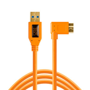 TetherPro USB 3.0 to Micro-B Right Angle, 15ft (4.6m), High-Visibility Orange