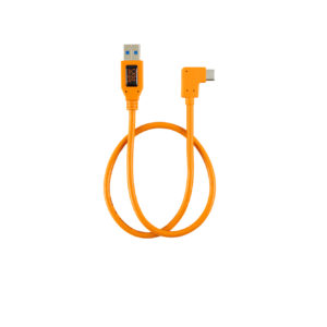 TetherPro USB 3.0 to USB-C Right Angle Adapter “Pigtail” Cable, 20″ (50cm), High-Visibilty Orange