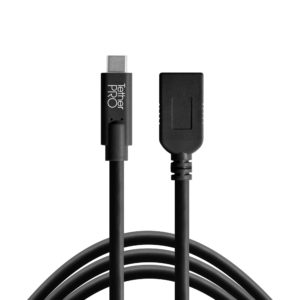 TetherPro USB-C to USB Female Adapter (extender), 15ft (4.6m), Black