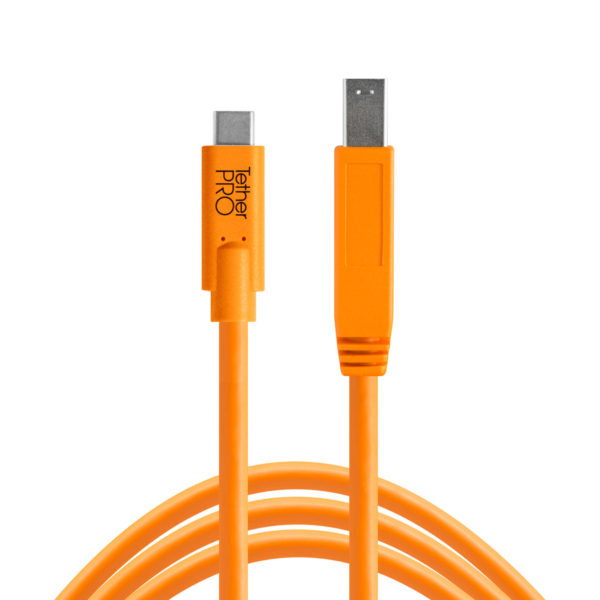 TetherPro USB-C to 3.0 Male B, 15 (4.6m), High-Visibility Orange