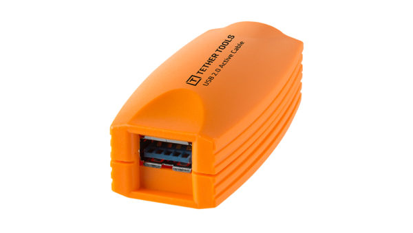 TetherPro USB 2.0 to USB Female Active Extension, 16ft (5m), High-Visibility Orange