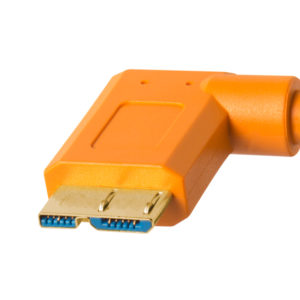 TetherPro USB 3.0 to Micro-B Right Angle, 15ft (4.6m), High-Visibility Orange