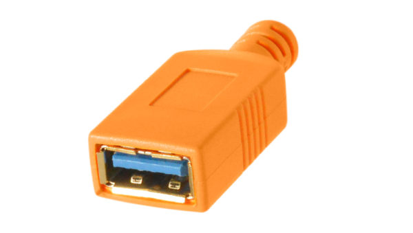TetherPro USB-C to USB Female Adapter (extender), 15ft (4.6m), High-Visibility Orange