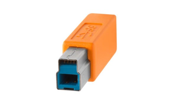 TetherPro USB-C to 3.0 Male B, 15ft (4.6m), High-Visibility Orange