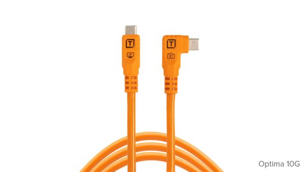 TetherPro Optima 10G USB-C, Straight to Right Angle Cable Orange