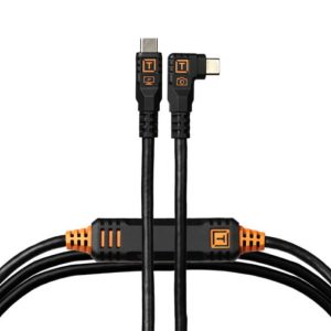 TetherPro Optima 10G USB-C, Straight to Right Angle Cable, Black