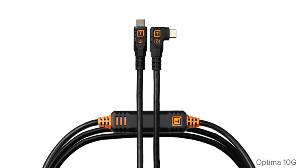 TetherPro Optima 10G USB-C, Straight to Right Angle Cable Black