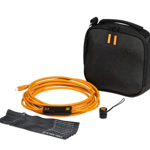 Starter Tethering Kit, Optima 10G USB-C – 15′ (4.6m) Straight to Straight, TetherGuard, TechManager Bag, Cable Ties, Orange