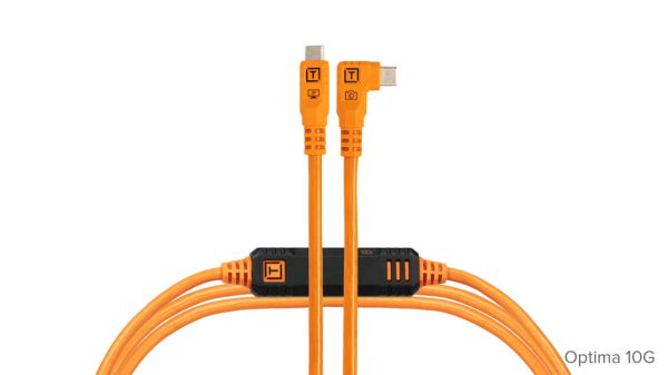 TetherPro Optima 10G USB-C, Straight to Right Angle Cable, Orange - Image 2